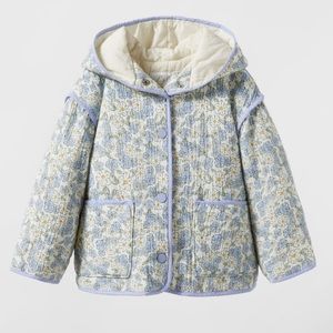 Zara Floral Kids Jacket - Blue and Cream